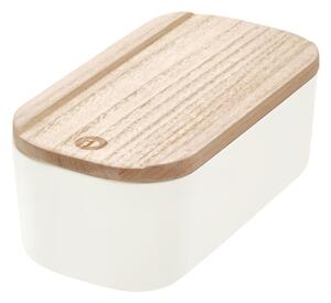 Bijela kutija za pohranu s poklopcem od drveta paulovnije iDesign Eco, 9 x 18,3 cm