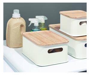 Bijela kutija za pohranu s poklopcem od drveta paulovnije iDesign Eco Handled, 21,3 x 30,2 cm