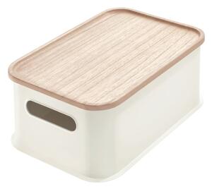 Bijela kutija za pohranu s poklopcem od drveta paulovnije iDesign Eco Handled, 21,3 x 30,2 cm