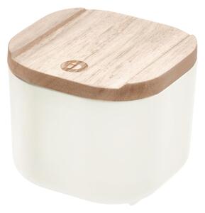 Bijela kutija za pohranu s poklopcem od drveta paulovnije iDesign Eco, 9 x 9 cm