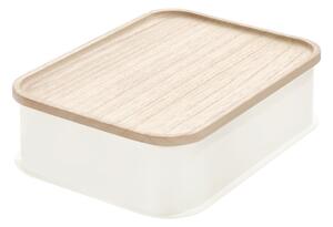 Bijela kutija za odlaganje s poklopcem od drveta paulovnije iDesign Eco, 21,3 x 30,2 cm