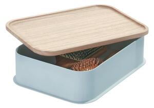 Siva kutija za pohranu s poklopcem od drveta paulovnije iDesign Eco, 21,3 x 30,2 cm