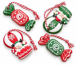 Set od 4 kom božićnih ukrasa CANDY ELF 6 cm