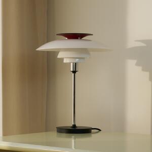 Louis Poulsen Stolna lampa PH80, bijela/crvena/krom, visina 40 cm, Bijela, Dnevni boravak/blagovaonica, Aluminij