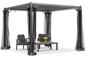 Antracit terasa pergola Malaga 3x3m sa mrežom protiv komaraca Garden Point