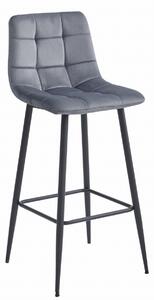Barska stolica ARCETO VELVET s crnim nogama, tamno siva