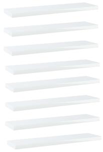 VidaXL Police za knjige 8 kom visoki sjaj bijele 40x10x1,5 cm iverica