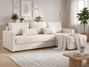 Razvlačna kutna garnitura L VENORIA 220x143 cm, krem + 2 jastuka GRATIS, univerzalna