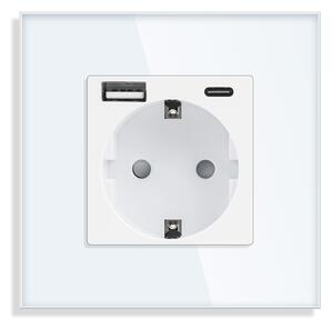 Jednostruka EU utičnica + USB A i USB C 20W, bijela