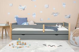 Ourbaby® Children's wooden bed with barrier - gray 180x80 cm