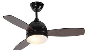 Stropni ventilator crni s uzorkom drveta 96 cm s daljinskim upravljačem - Rotar