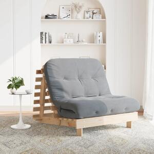 VidaXL Futon na razvlačenje s madracem 100x206x11 cm masivna borovina