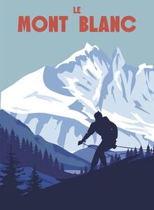 Ilustracija Mont Blanc Ski resort poster, retro, VectorUp