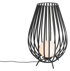 Dizajnerska podna lampa crna s opalom 70 cm IP44 - Angela