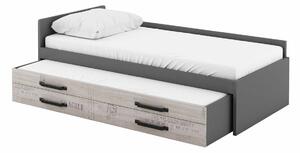 Krevet Fresno Y122Jednostruki krevet s dodatnim krevetom na izvlačenje, Siva, 90x200, 80x190, Laminirani iveral, Basi a doghePodnice za krevet, 95x206x67cm