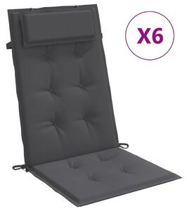 VidaXL Jastuci za stolicu s visokim naslonom 6 kom antracit tkanina