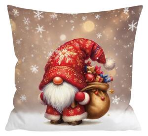 3D jastučnica od mikrovlakana SANTA GNOME 45x45 cm, crvena