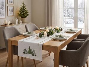 Božićni stolni trkač EVERGREEN CHARM 40x140 cm, bijeli