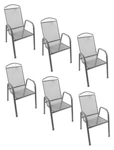 Set vrtnih stolica (6 Kom., Mogu se slagati jedni na druge, Tamno siva)