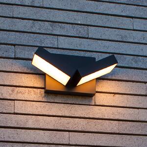 LUTEC TWISTO LED vanjska zidna svjetiljka, tamnosiva, širina 15 cm, IP65, Sivo, Aluminij