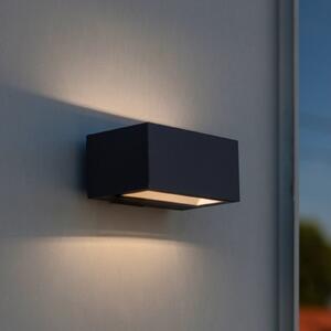 LUTEC GEMINI vanjska LED zidna svjetiljka, tamnosiva, 14 cm, IP54, gore/dolje, Sivo, Aluminij, Zidni kvadrat