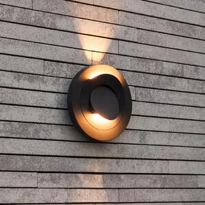 LUTEC MOOV LED vanjska zidna svjetiljka, tamnosiva, Ø 21 cm, metal, IP54, Sivo, Aluminij