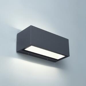 LUTEC GEMINI vanjska LED zidna svjetiljka, tamnosiva, 22 cm, IP54, gore/dolje, Sivo, Aluminij, Zidni kvadrat