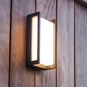 LUTEC QUBO vanjska LED zidna svjetiljka, tamnosiva, visina 22 cm, metal, IP54, Sivo, Aluminij