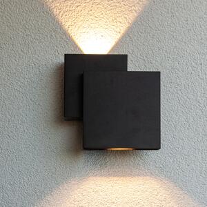 LUTEC RIALTO LED vanjska zidna svjetiljka, crna, 20 cm, IP44, gore/dolje, Crno, Aluminij, Zidna utičnica iznad/dolje