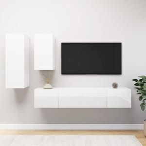 VidaXL 4-dijelni set TV ormarića visoki sjaj bijeli od iverice