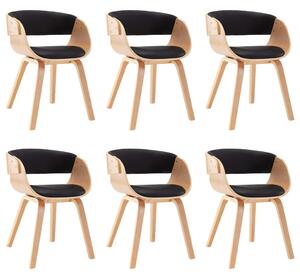 VidaXL Blagovaonske stolice od savijenog drva i umjetne kože 6 kom crne