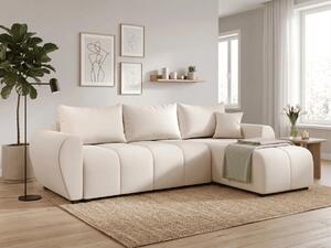 Razvlačna kutna garnitura L SEVIO 246x145 cm, krem + 2 jastuka GRATIS, univerzalna