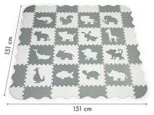 Pěnový koberec EcoToys puzzle mat grey kvadrat bijela siva