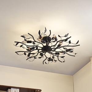 Lindby stropna svjetiljka Yos, 10 žarulja, 95 cm, crno-zlatna, E14, prigušiva, Crno, spavaća soba, Metal