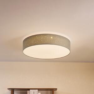 Lindby LED stropna svjetiljka Ellamina, 60 cm, svijetlosiva, tekstil, prigušiva, Sivo, Dnevni boravak/blagovaonica, Tkanina / tekstil