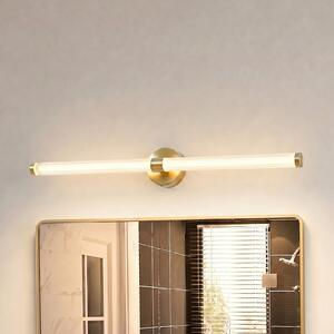 Lucande LED zidna svjetiljka Melisa, zlatna, 90 cm, CCT, IP44, Zlato / mjed, kupaonica, Staklo