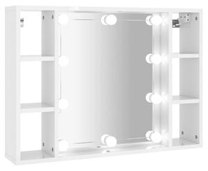VidaXL Ormarić s ogledalom i LED svjetlima sjajni bijeli 76x15x55 cm