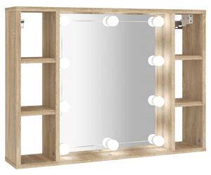 VidaXL Ormarić s ogledalom LED boja hrasta sonome 76 x 15 x 55 cm