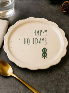 Sinsay - Božićni keramički tanjur s natpisom Happy Holidays