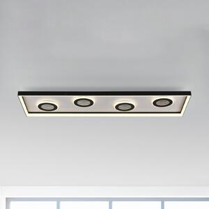 Paul Neuhaus LED stropna svjetiljka Dune, 100cm, crna, CCT, dim., prigušiva, Crno, Dnevni boravak/blagovaonica, Aluminij, Stropni kvadrat izravno