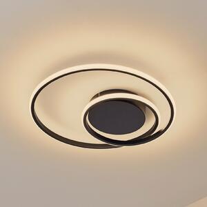 Lindby LED stropna svjetiljka Kyron, crna, aluminij, prigušiva, Ø45cm, prigušiva, Crno, Dnevni boravak/blagovaonica, Aluminij
