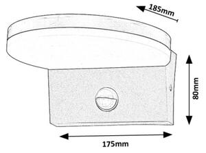 Rabalux 77119 -LED Vanjska zid. svjet. sa senzorom BATIDA LED/9W/230V IP54 crna