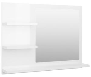 VidaXL Kupaonsko ogledalo visoki sjaj bijelo 60 x 10,5 x 45 cm drveno