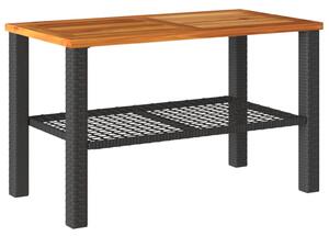 VidaXL Vrtni stol crni 70 x 38 x 42 cm od poliratana i drva bagrema