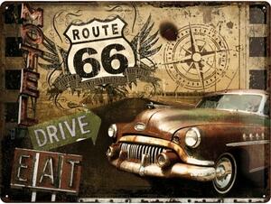 Metalni znak Route 66 - Drive, Eat