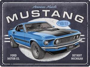 Metalni znak Ford Mustang 1969 Mach 1 Blue, (40 x 30 cm)