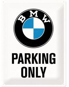 Metalni znak BMW - Parking Only - White, (30 x 40 cm)