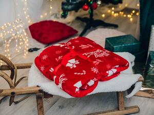 Božicna crvena janjeca deka od mikropliša CANDY BELLS Dimenzije: 160 x 200 cm