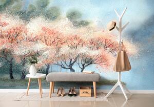 Samoljepljiva tapeta akvarelna rascvjetana stabla