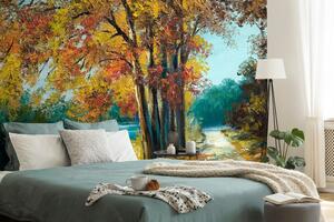 Tapeta oslikana stabla u bojama jeseni